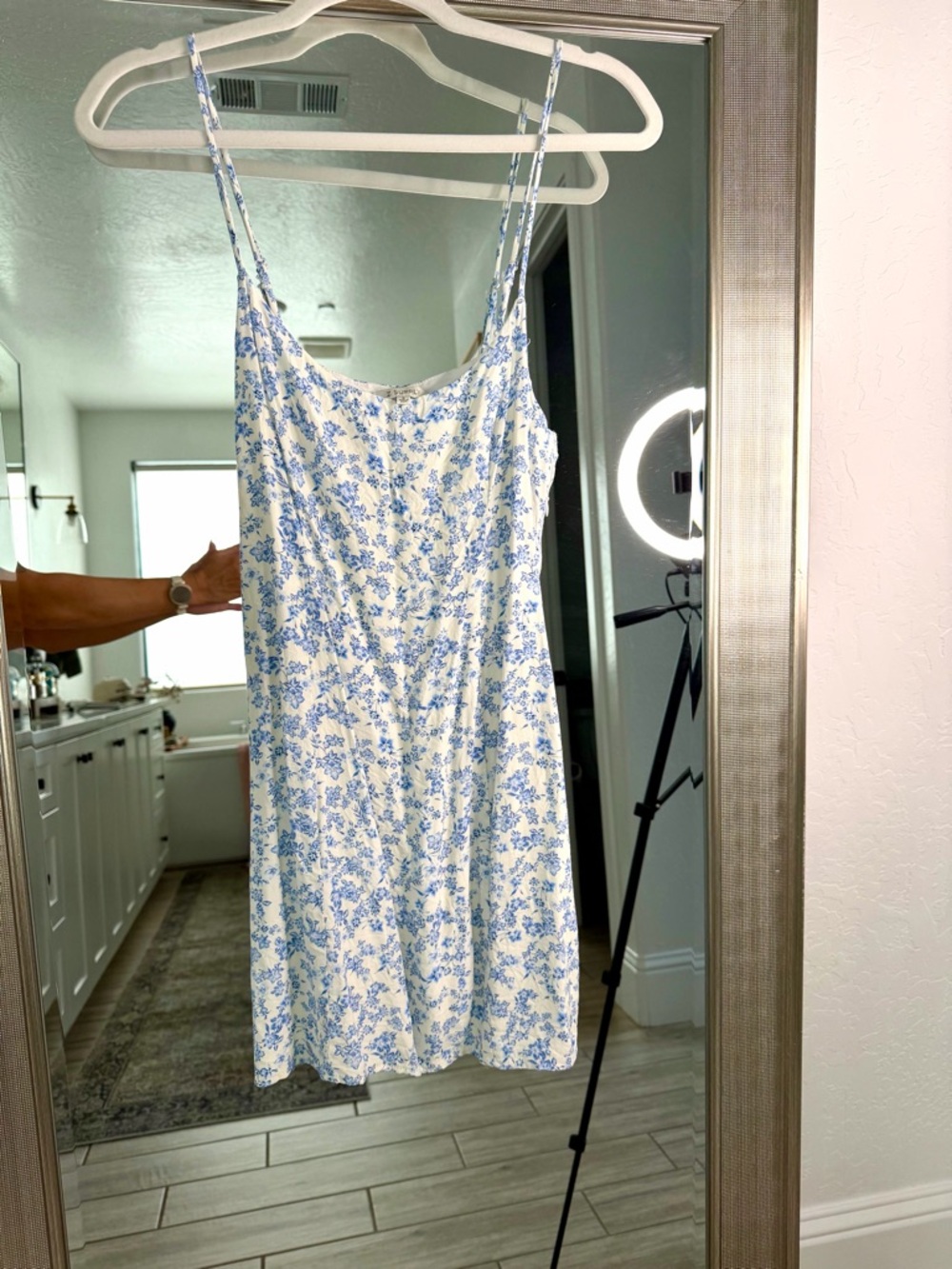 Z Supply White Slip Dress with Blue Floral Print